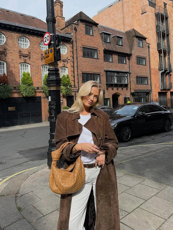 Énora – Luxe Suede Trench Coat