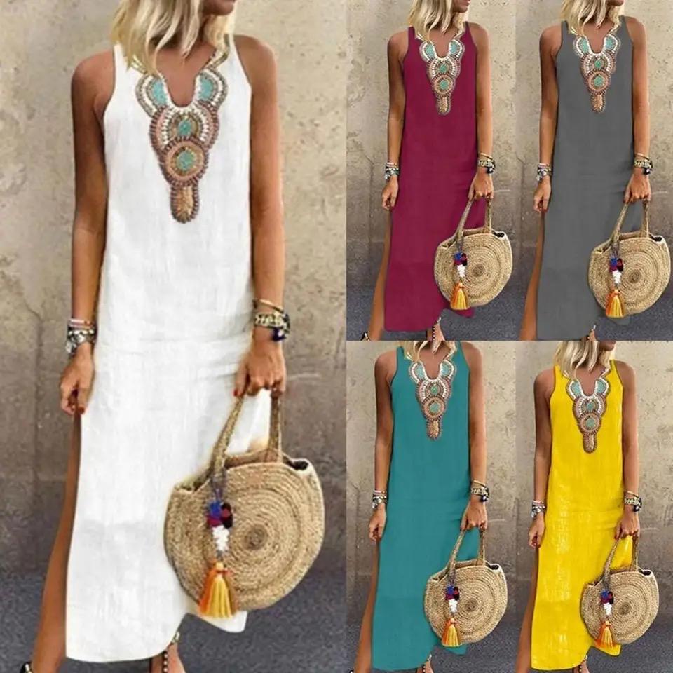 Colleen – Italian Linen Maxi Dress with Handcrafted Detail