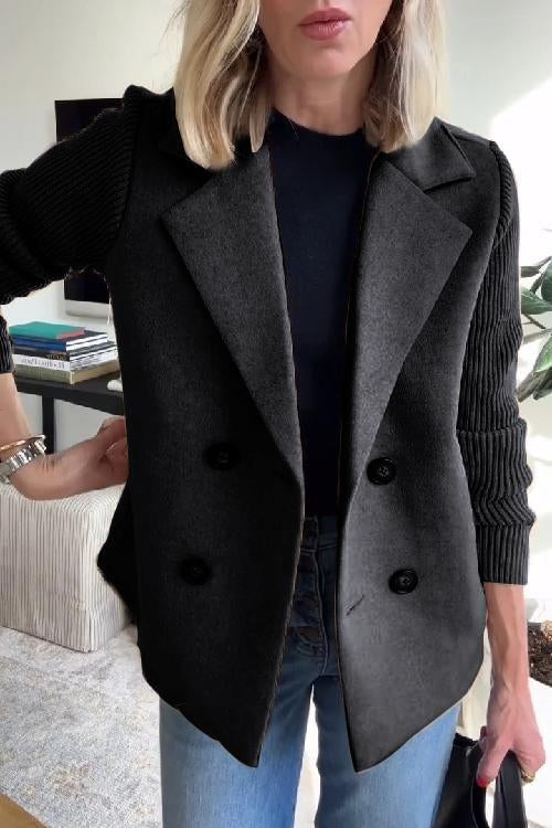 Lenora - Chic Knit-Sleeve Blazer