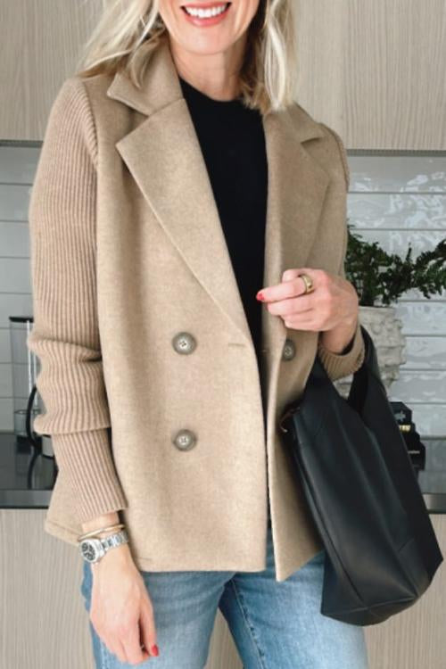 Lenora - Chic Knit-Sleeve Blazer