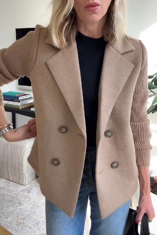 Lenora - Chic Knit-Sleeve Blazer