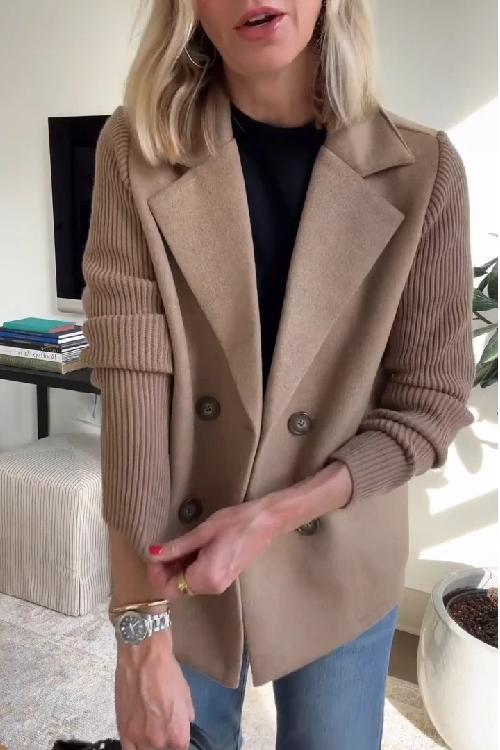 Lenora - Chic Knit-Sleeve Blazer