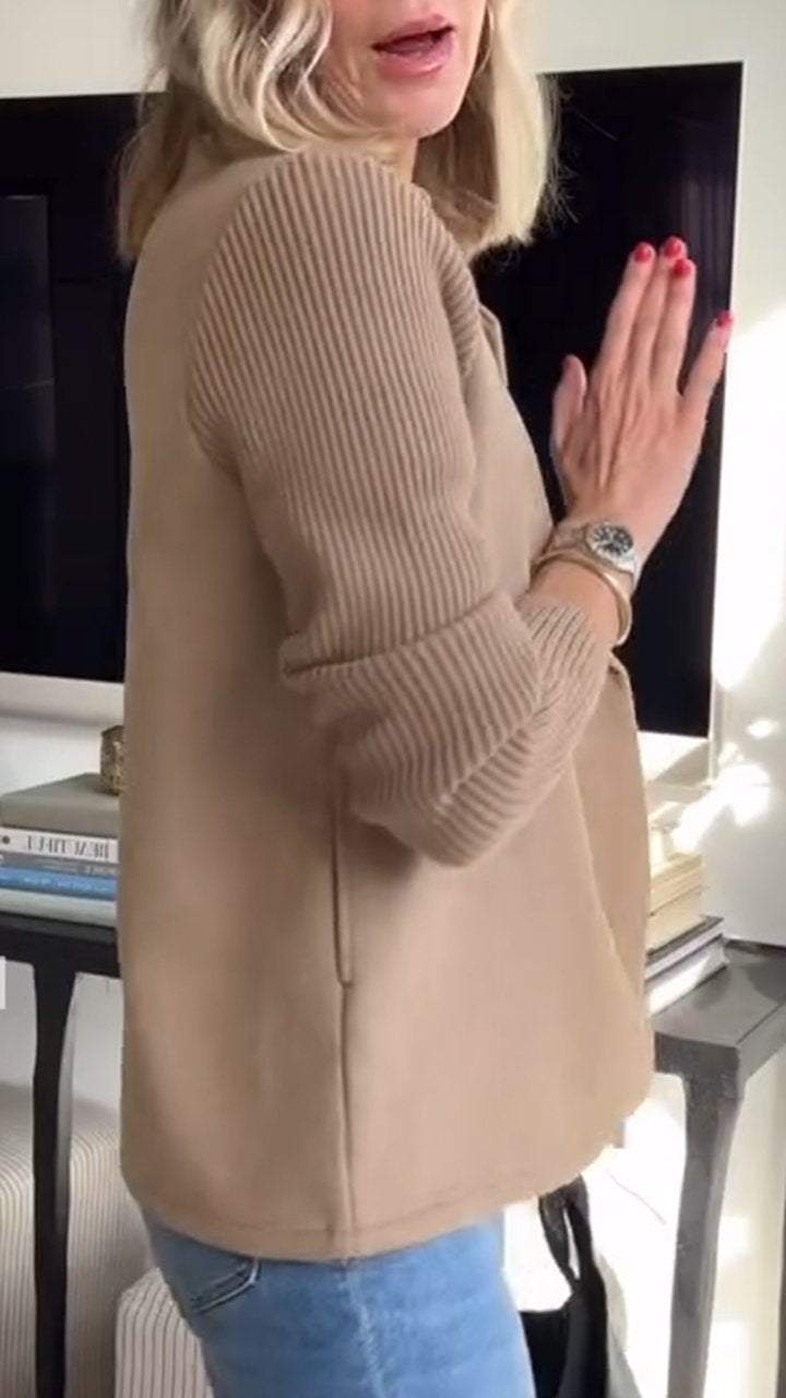Lenora - Chic Knit-Sleeve Blazer