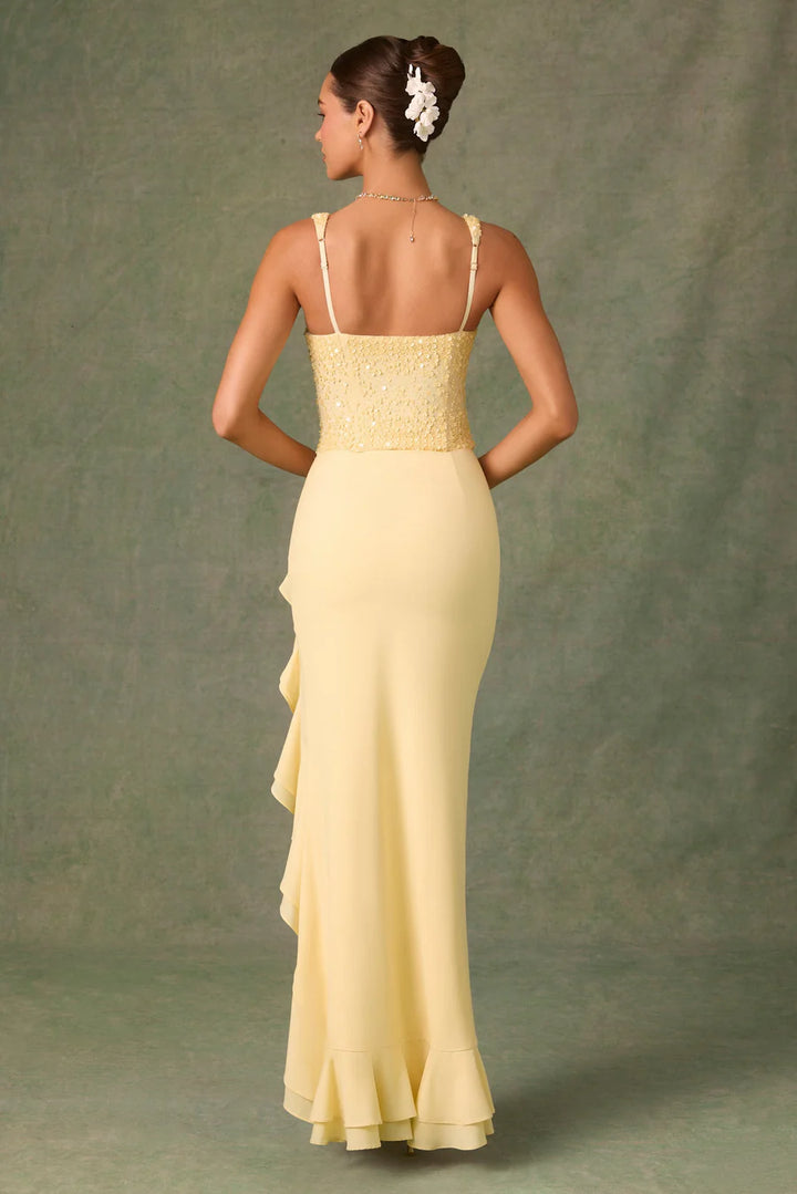 Éliane - Ruffles Satin Corset Dress